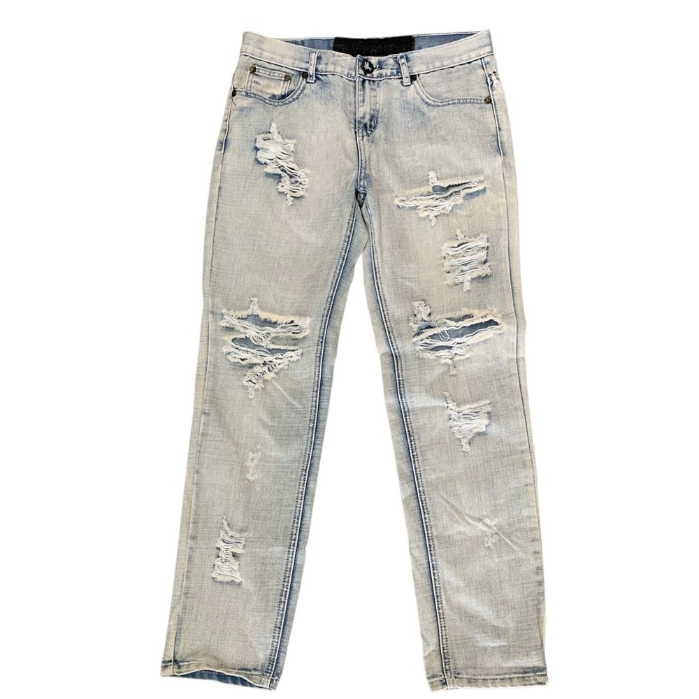 ONETEASPOON Distressed Mid-Rise Straight Jeans - Size 25